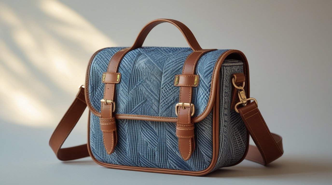 Aren Camera Bag in Vintage Denim Jacquard