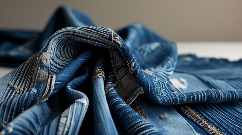 Vintage Denim Jacquard Material