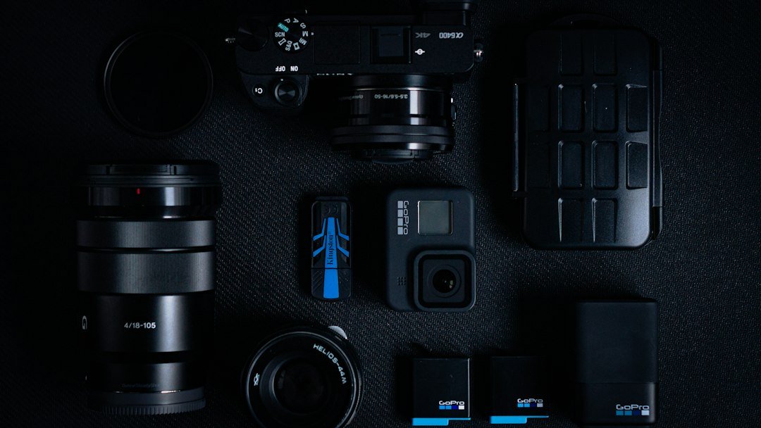 Camera equipment and batteries arranged for power troubleshooting